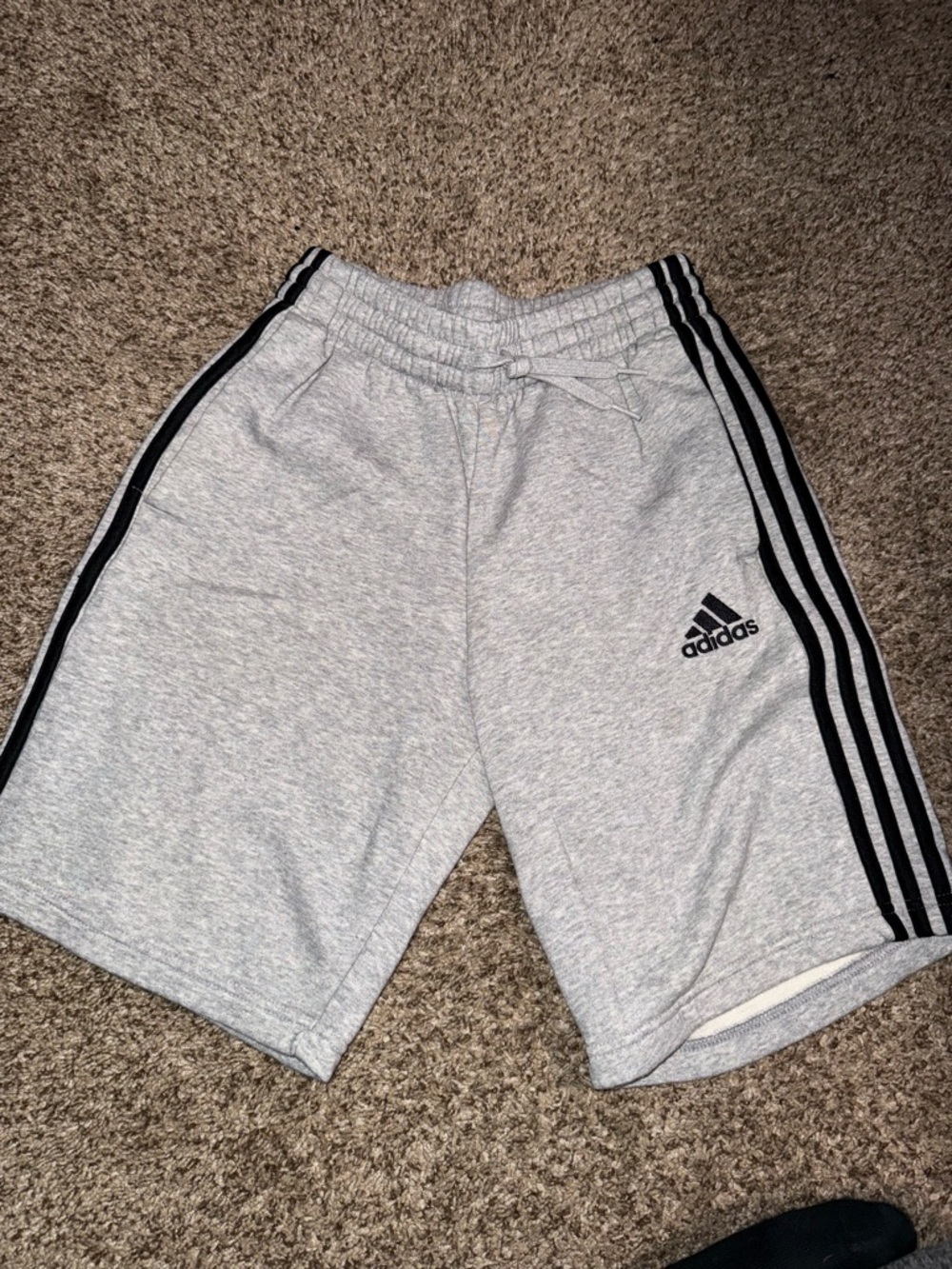adidas Gray Athletic Shorts with Black 3-Stripes